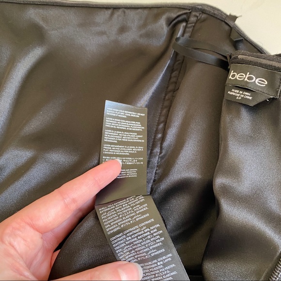 Bebe S Swirl Print Strapless Mini Dress Blue Black - Picture 7 of 8